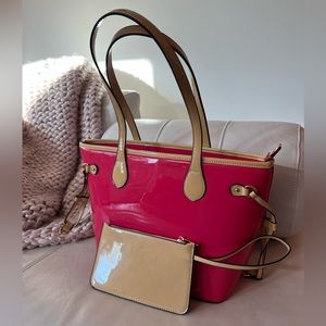 Alyssa Vegan Patent Pink Shoulder Bag